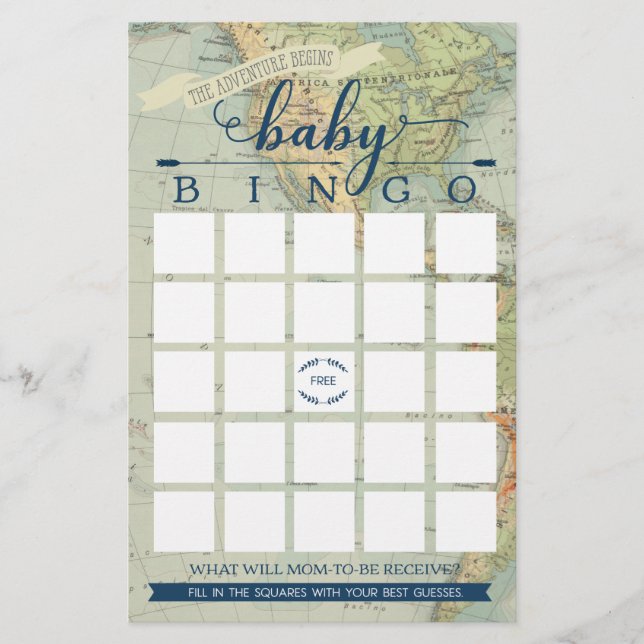 Äventyr Baby Shower Bingo Game (Framsida)