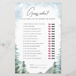 Äventyr Baby Shower gissar Mamma eller pappa Game