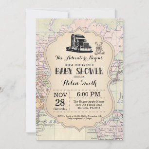 Äventyr Baby Shower-inbjudan till Karta Travel Wor Inbjudningar
