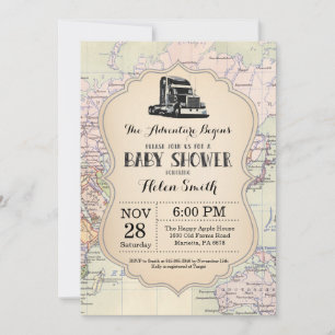 Äventyr Baby Shower-inbjudan till Karta Travel Wor Inbjudningar