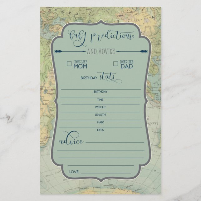 Äventyr Baby Shower-spel Baby-förutsägelser (Framsida)