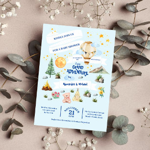 Äventyr Baby Shower Watercolor Träd Inbjudningar