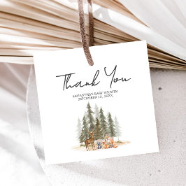 Äventyr Begin Woodland Animal Baby Shower Square Gåvor Etiketter