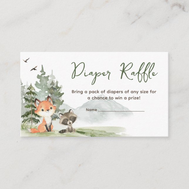 Äventyr Begin Woodland Animals Diaper Raffle Tilläggskort (Framsida)