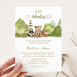 Äventyr Begin Woodland Baby Shower Inbjudningar