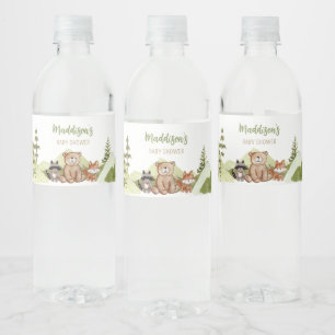 Äventyr Begin Woodland Baby Shower Vattenflaskor Etikett