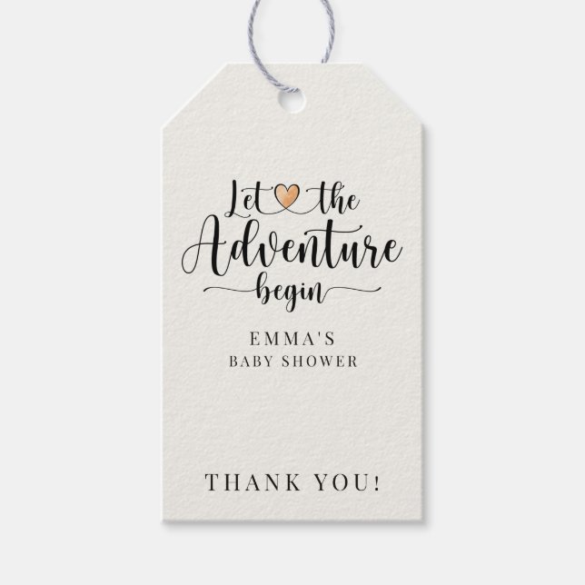 Äventyr Begins Boho Blommigt Baby Shower Tack Presentetikett (Framsidan)