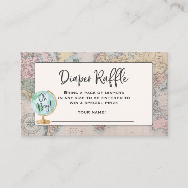 Äventyr Begins Diaper Raffle Biljett Travel Karta Tilläggskort (Framsida)