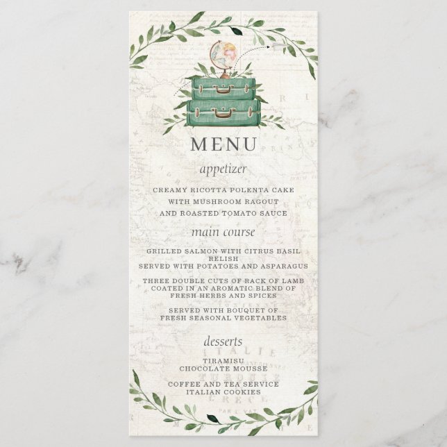 Äventyr Begins Luggage Greenery Karta Shower Menu Program (Framsida)