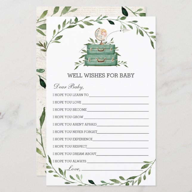Äventyr Begins Luggage Greenery Önskemål för Baby (Fram/baksida)