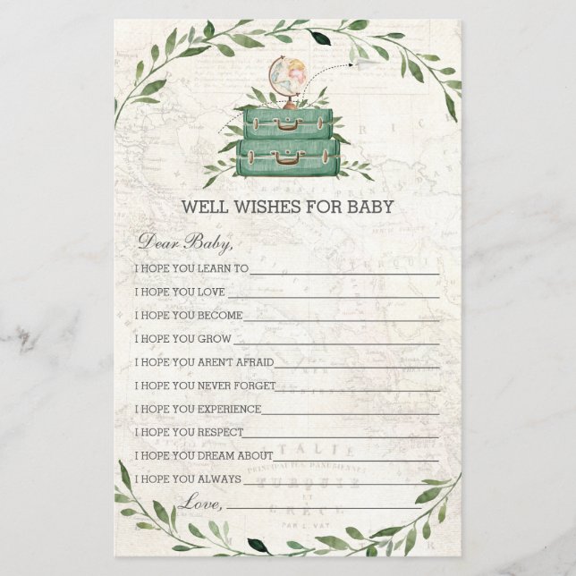 Äventyr Begins Luggage Greenery Önskemål för Baby (Framsida)