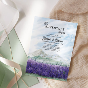 Äventyr Begins Mountain Lavender Par Shower Inbjudningar