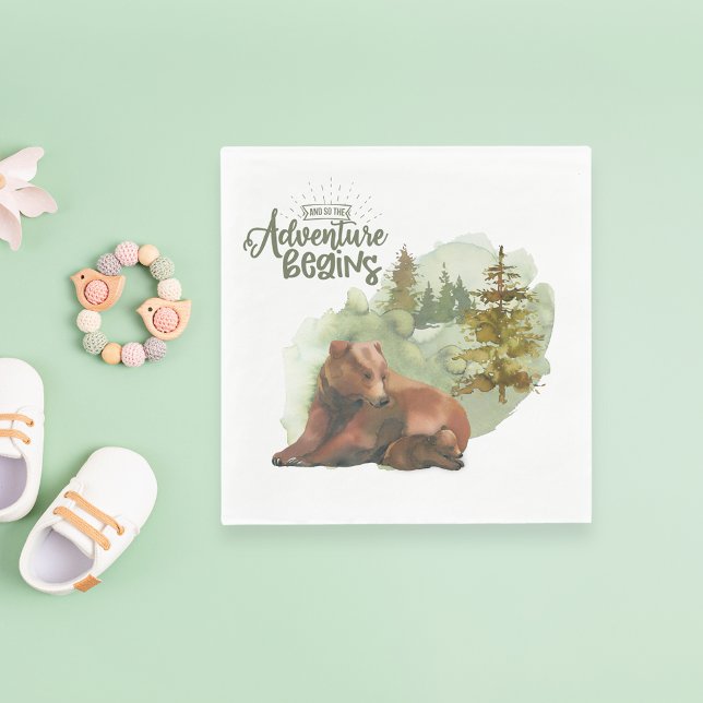 Äventyr Begins Typography Rustic Bears Pappersservett (Skapare uppladdad)