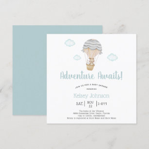 Äventyr Blue Woodland Nalle Baby Shower Inbjudningar