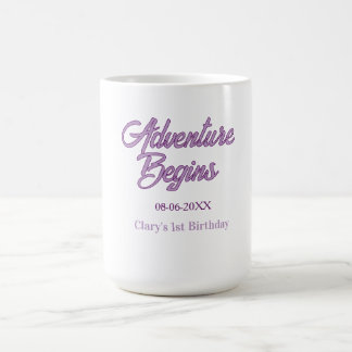 Äventyr börjar 1-årsdag namn datum enkel min kaffemugg
