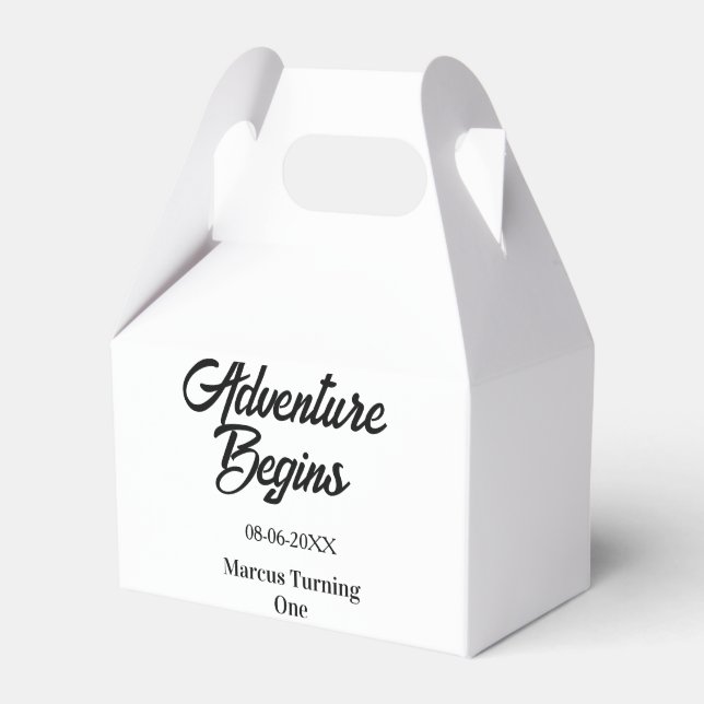 Äventyr börjar 1-årsdag namn datum enkel min presentaskar (Framsidan Sidan)