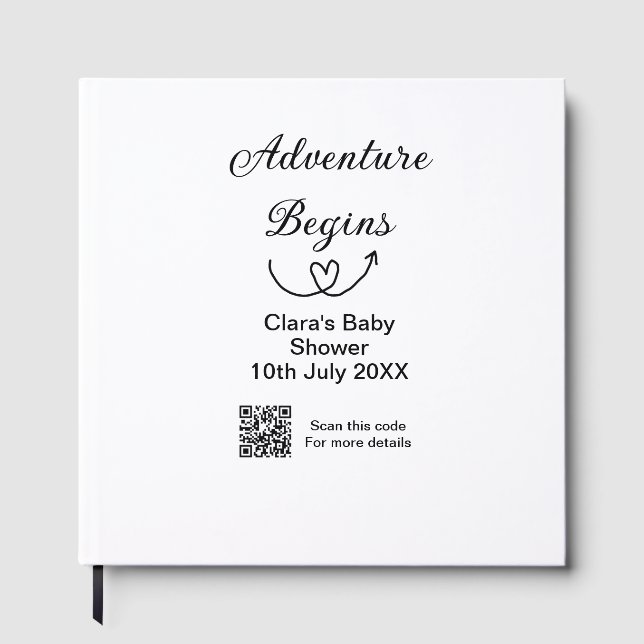 Äventyr börjar babydussskanning QR-kod hjärta si Gästböcker (Framsida)