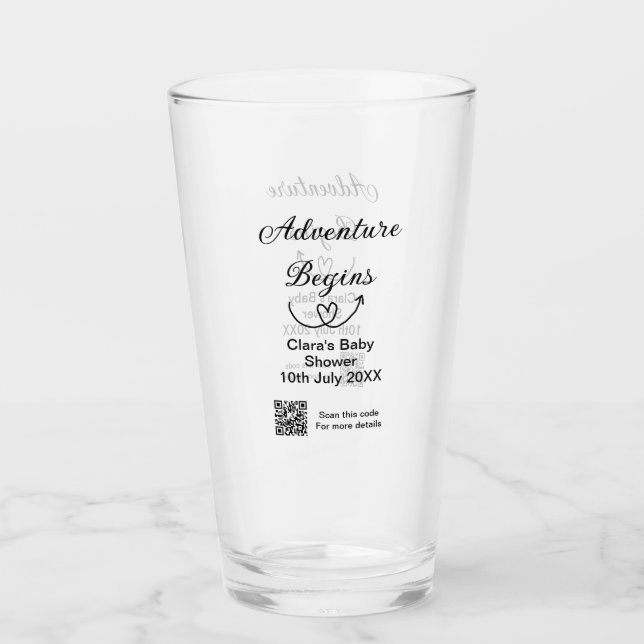 Äventyr börjar babydussskanning QR-kod hjärta si Glaskopp (Framsida)