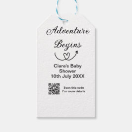 Äventyr börjar babydussskanning QR-kod hjärta si Presentetikett
