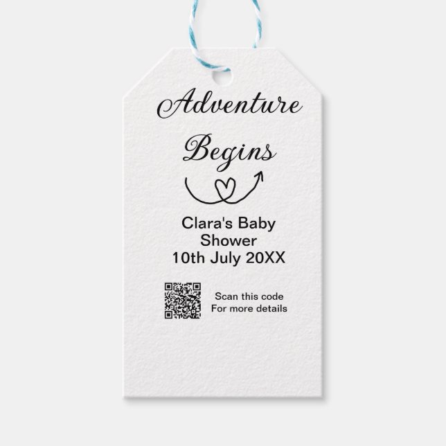 Äventyr börjar babydussskanning QR-kod hjärta si Presentetikett (Framsidan)