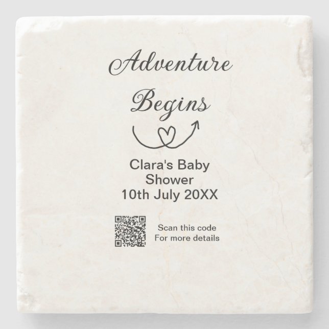 Äventyr börjar babydussskanning QR-kod hjärta si Stenunderlägg (Framsidan)