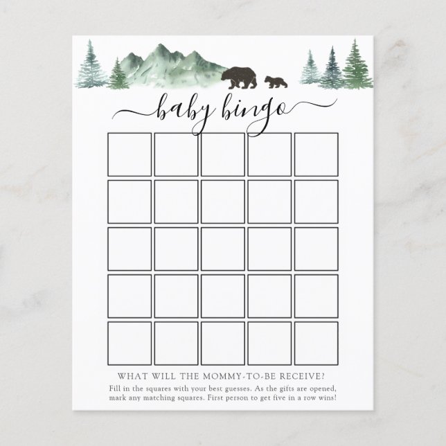 Äventyr börjar Bear Baby Bingo-spelkort (Framsida)