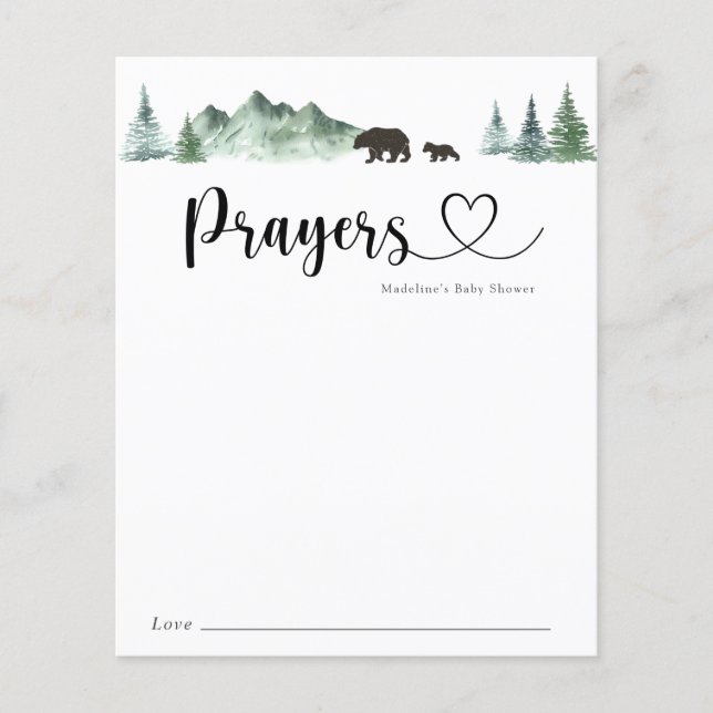 Äventyr börjar Bear Baby Prayers Card (Framsida)