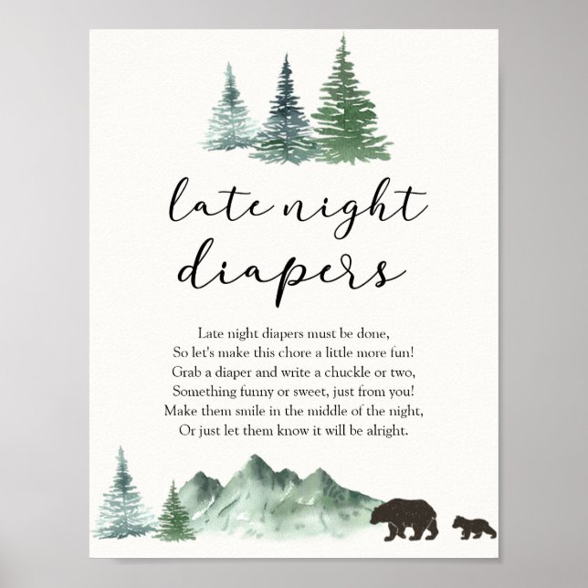 Äventyr börjar Bear Late Late Night Diaper Poster (Framsidan)