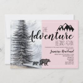 Äventyr börjar Bear Rosa Baby Sprinkle by Mail Inbjudningar