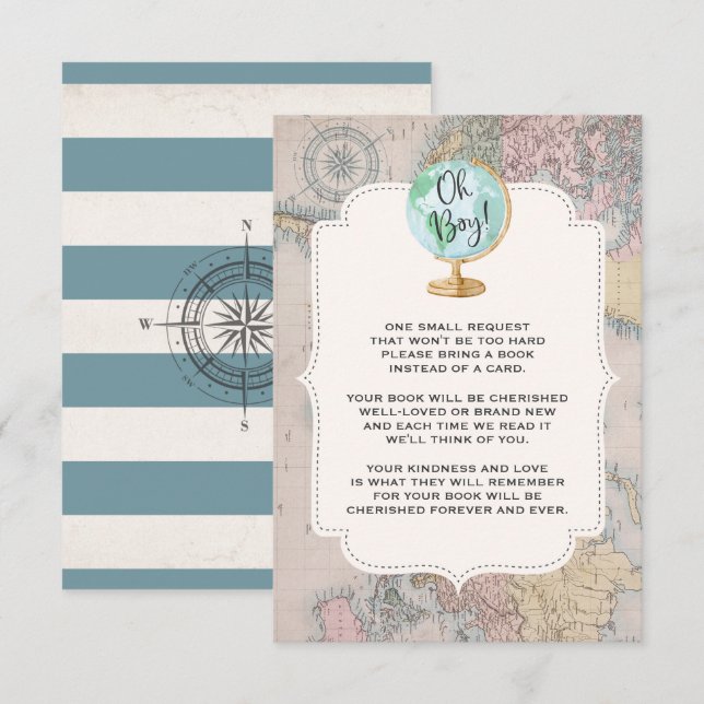 Äventyr börjar bokförfrågankortet reser duschen inbjudningar (Fram/baksida)