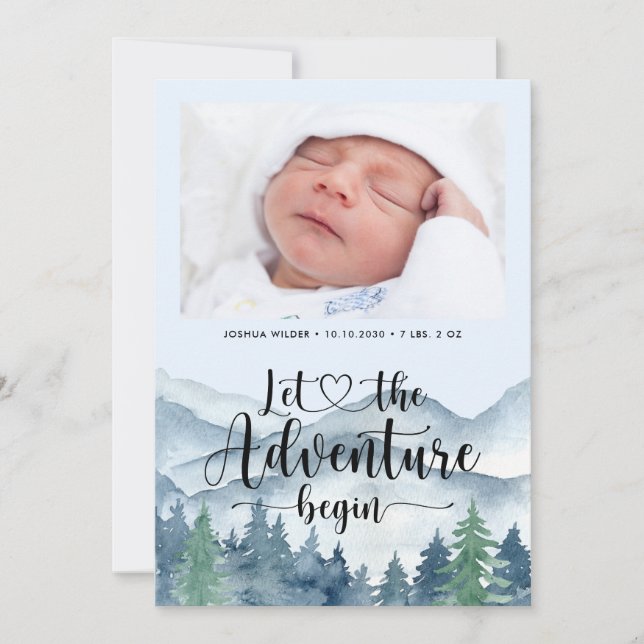 Äventyr börjar foto Birth Meddelande (Framsida)