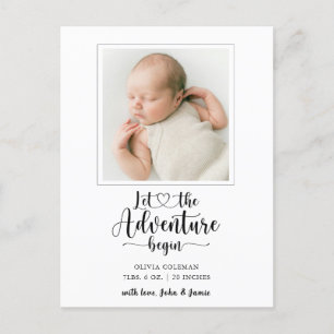 Äventyr börjar foto Birth Meddelande Vykort