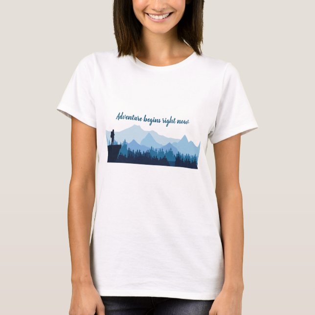 Äventyr börjar högerna nu med reseoffert t shirt (Framsida)