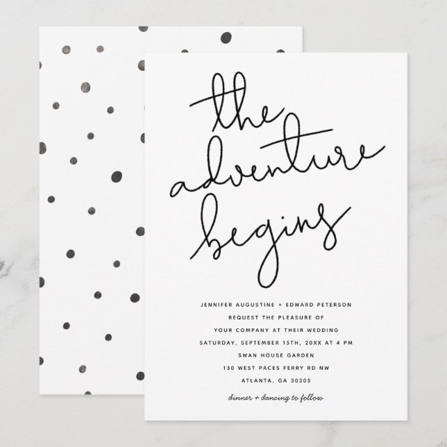 äventyr börjar i det moderna bröllop inbjudningar (Fram/baksida)