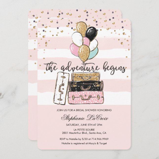 Äventyr börjar Inbjudningskort för möhippan (Fram/baksida)