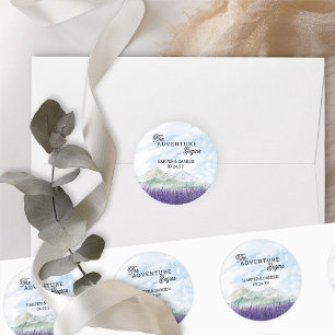 Äventyr börjar Lavender Valley Bröllop Runt Klistermärke