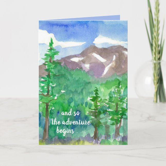 Äventyr börjar lyckliga pensionberg kort (Framsida)