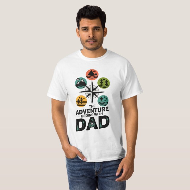 Äventyr börjar med Pappa T Shirt (Hel framsida)