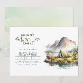 Äventyr börjar naturbergen Studenten Inbjudningar