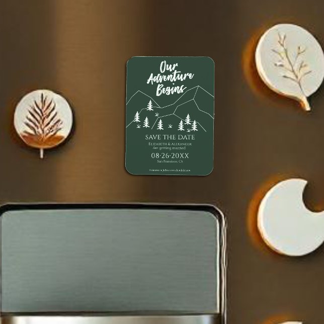 Äventyr börjar skogen Bröllop spara datum Magnet (Skapare uppladdad)