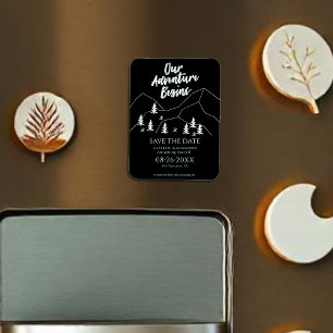 Äventyr börjar skogen Bröllop spara datum Magnet
