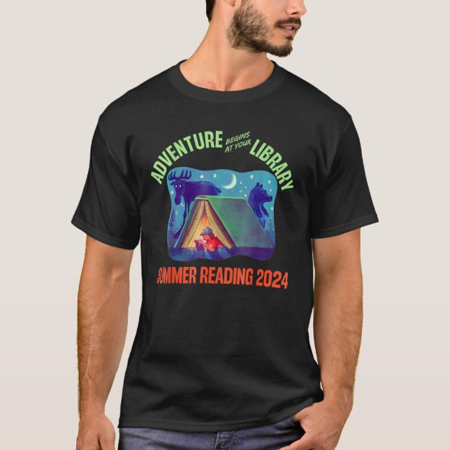 Äventyr börjar vid sommarläsningen i Bibliotek T Shirt (Framsida)