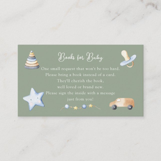 Äventyr Boy Baby Leksak Baby Shower Bok begäran om Tilläggskort (Framsida)
