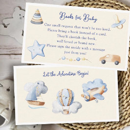 Äventyr Boy Baby Leksak Baby Shower Bok begäran om Tilläggskort