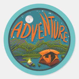 Äventyr Camping Sticker Runt Klistermärke