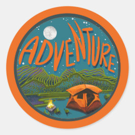 Äventyr Camping Sticker Runt Klistermärke