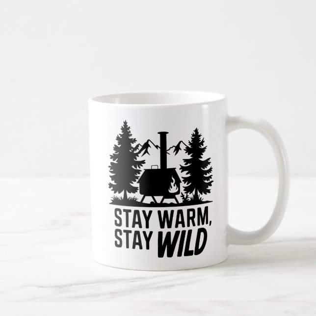 Äventyr Camping Wood Stove Cabin Artwork Kaffemugg (Höger)