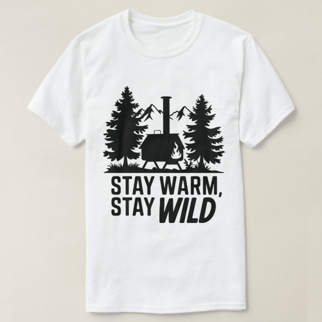 Äventyr Camping Wood Stove Cabin Artwork T Shirt (Design framsida)