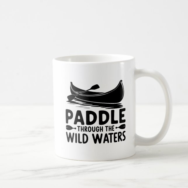 Äventyr Canoe Silhouette Paddle Quote Art Kaffemugg (Höger)