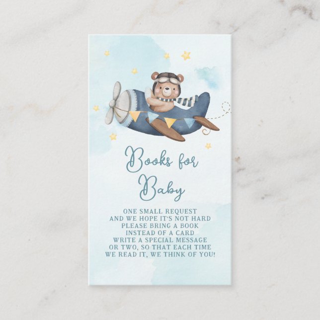 Äventyr Cute Bear Blue Flygplan Bokar för Baby Tilläggskort (Framsida)
